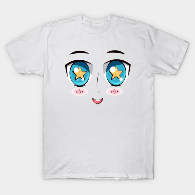 Wow Reaction , Funny, Cute, Kawaii Anime Girl Face T-Shirt by ArkiLart Design